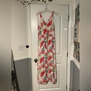 floral long v neck dress
